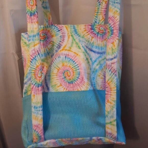 New Double Handle Backpack Carry All Blue Pink Rainbow Tie Water resistant liner - Picture 4 of 8